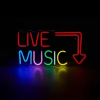 Letrero Neon Live Music Blanco 2x22 cm