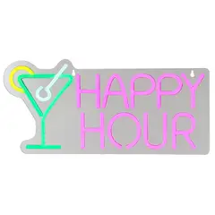JUST HOME COLLECTION - Letrero Neon HappyHour Blanco 2x20 cm
