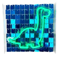 Lampara mesa Neon Sequin Dino Verde 30.6x30 cm