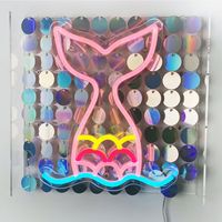 Lampara mesa Neon Sequin Sirena Multicolor 30.6x30 cm