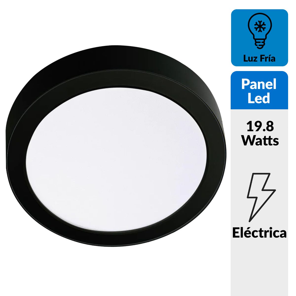 DAIRU - Panel Led Sobrepuesto Circular Negro 18W Luz Fría