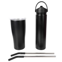 Set Botella + Vaso Acero Inoxidable Negro