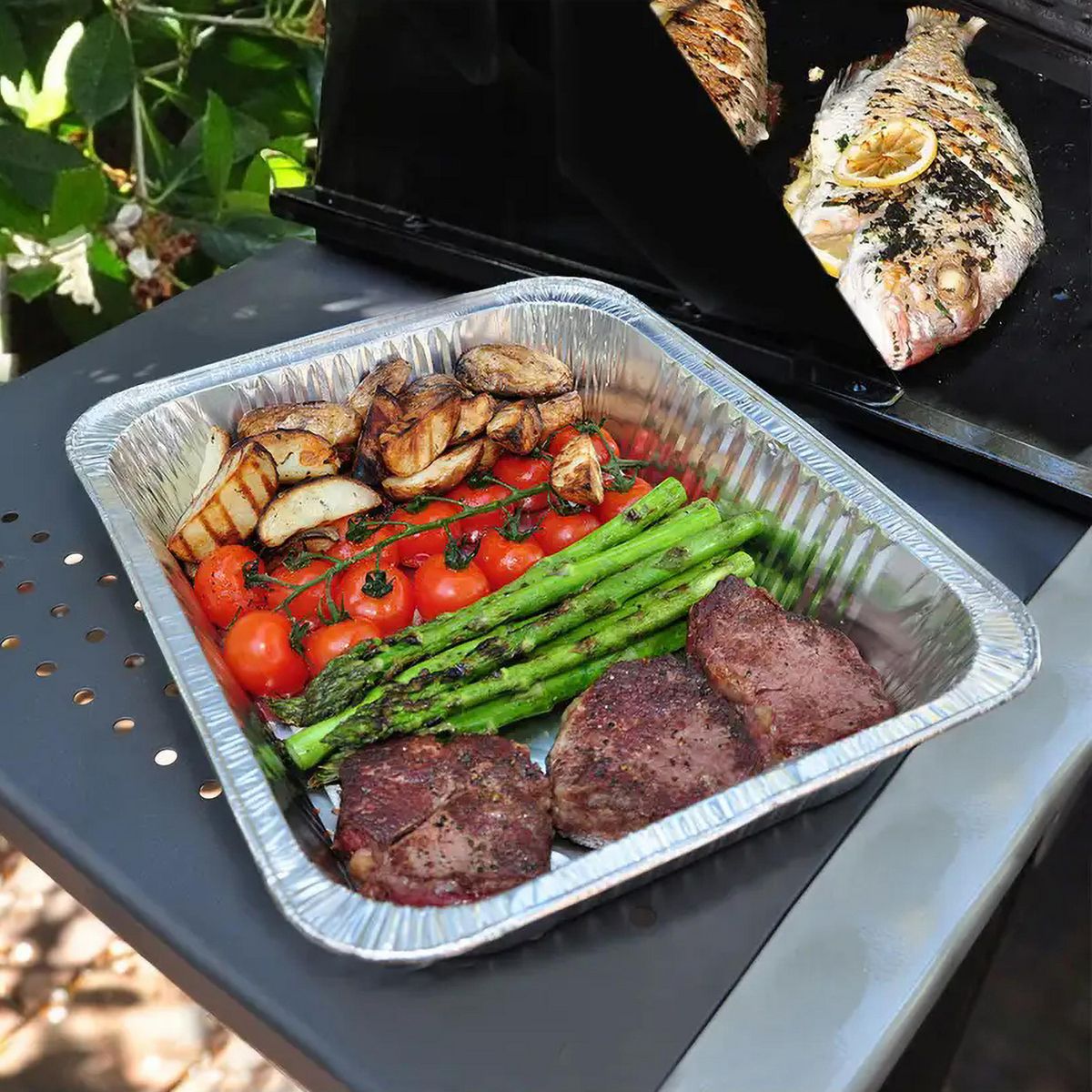 JUST HOME COLLECTION - Set 4 Platos Aluminio 32.5x25.5x6.5 cm