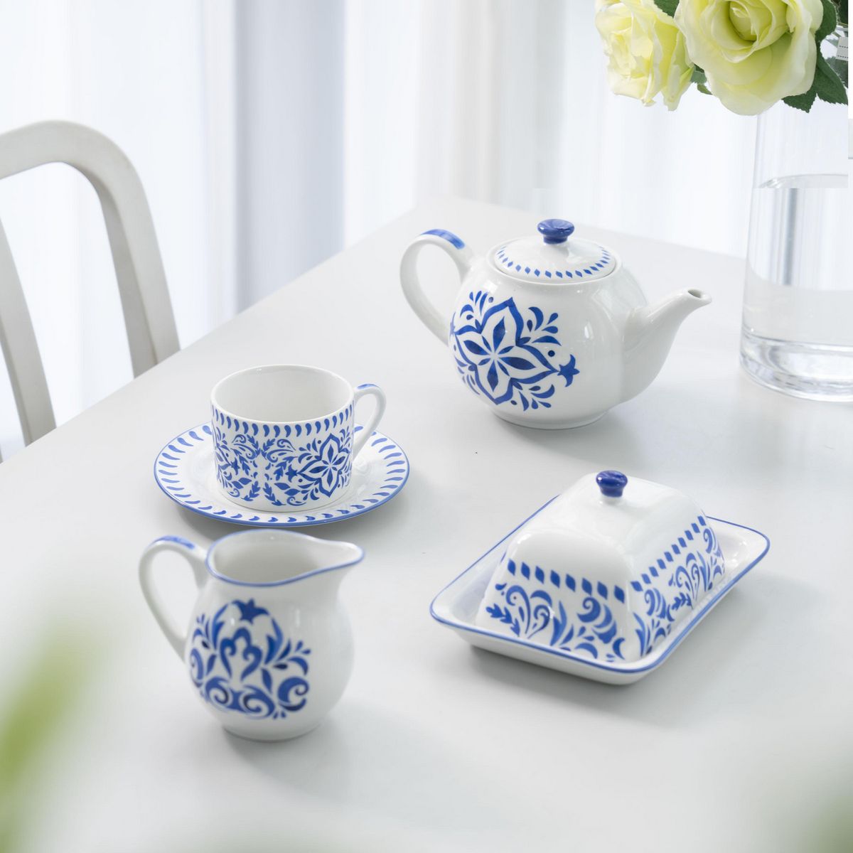 JUST HOME COLLECTION - Juego de Vajilla Té 13 Piezas Porcelana Multicolor