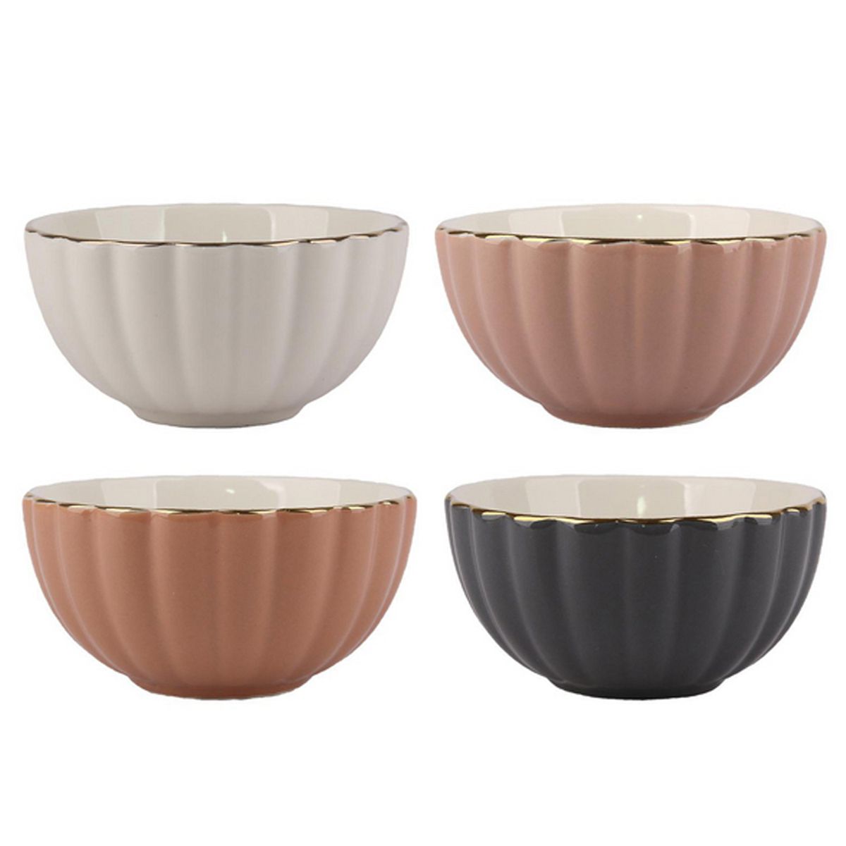 JUST HOME COLLECTION - Set 4 Bowl Borde Dorado 180 ml Colores Surtidos