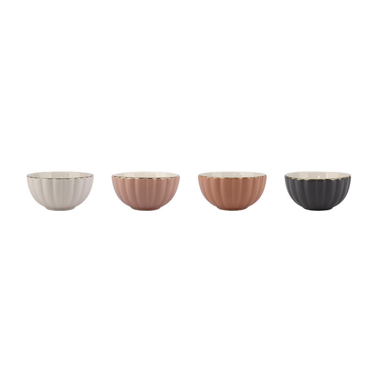 JUST HOME COLLECTION - Set 4 Bowl Borde Dorado 180 ml Colores Surtidos
