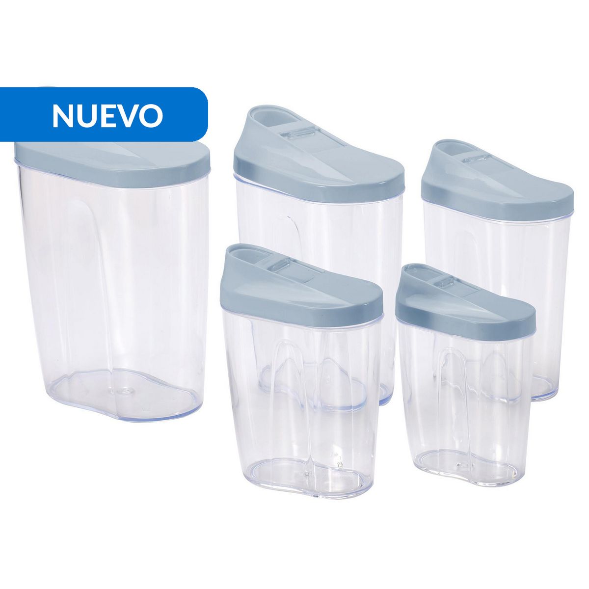 JUST HOME COLLECTION - Set 5 Contenedores Plástico 1.5 l/1 l/300 ml/500 ml/700 ml