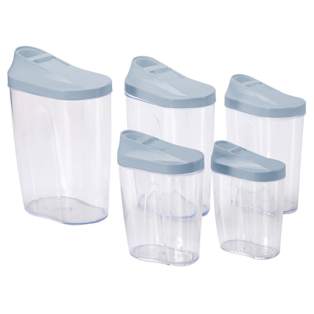 JUST HOME COLLECTION - Set 5 Contenedores Plástico 1.5 l/1 l/300 ml/500 ml/700 ml