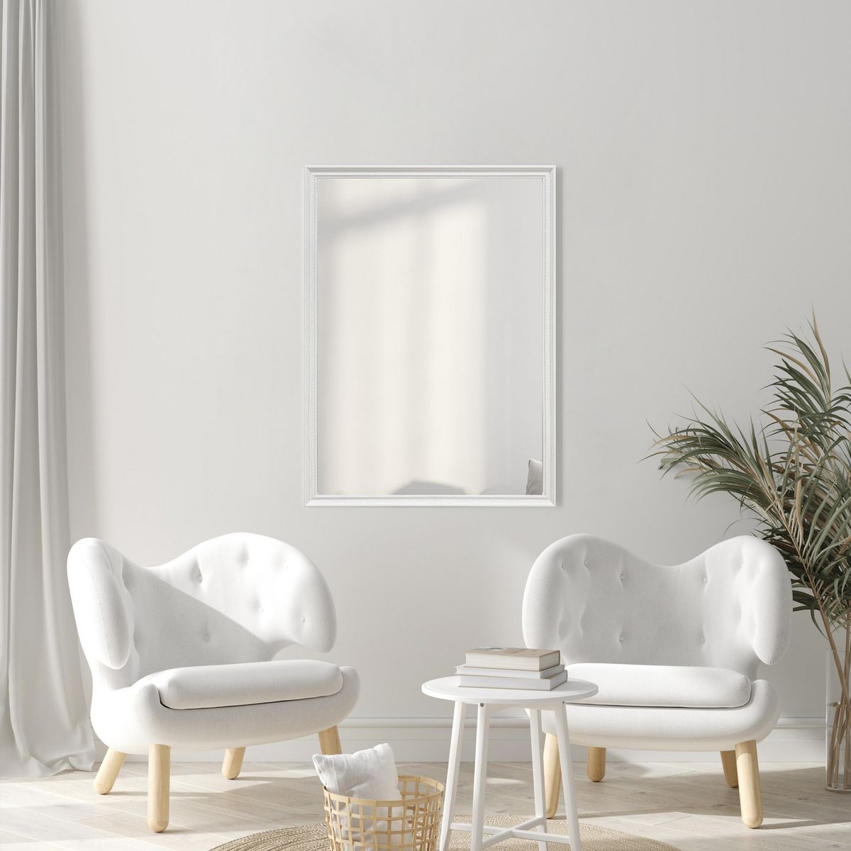 JUST HOME COLLECTION - Espejo Decorativo Forma Rectangular 55x75 cm Blanco Asti
