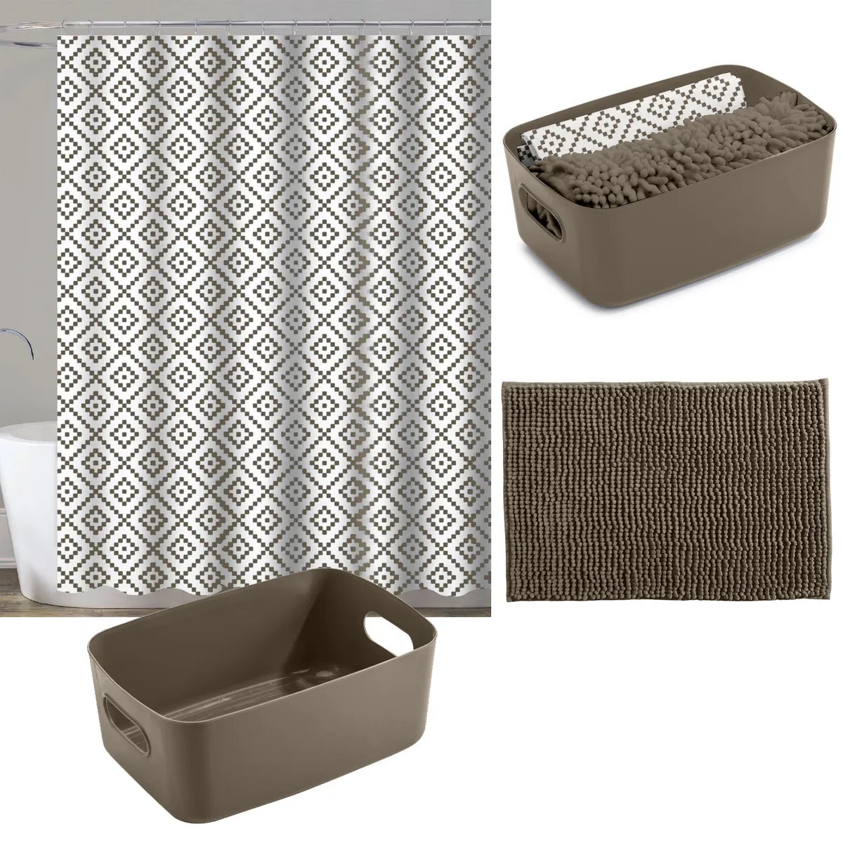 JUST HOME COLLECTION - Set De 3 Piezas Baño De baño 180x180 cm Taupe
