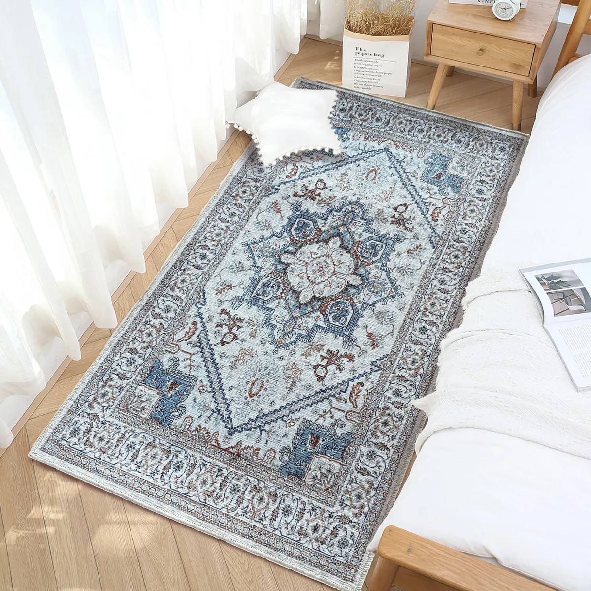 JUST HOME COLLECTION - Bajada De Cama Chenille 60x110 cm Poliéster Celeste