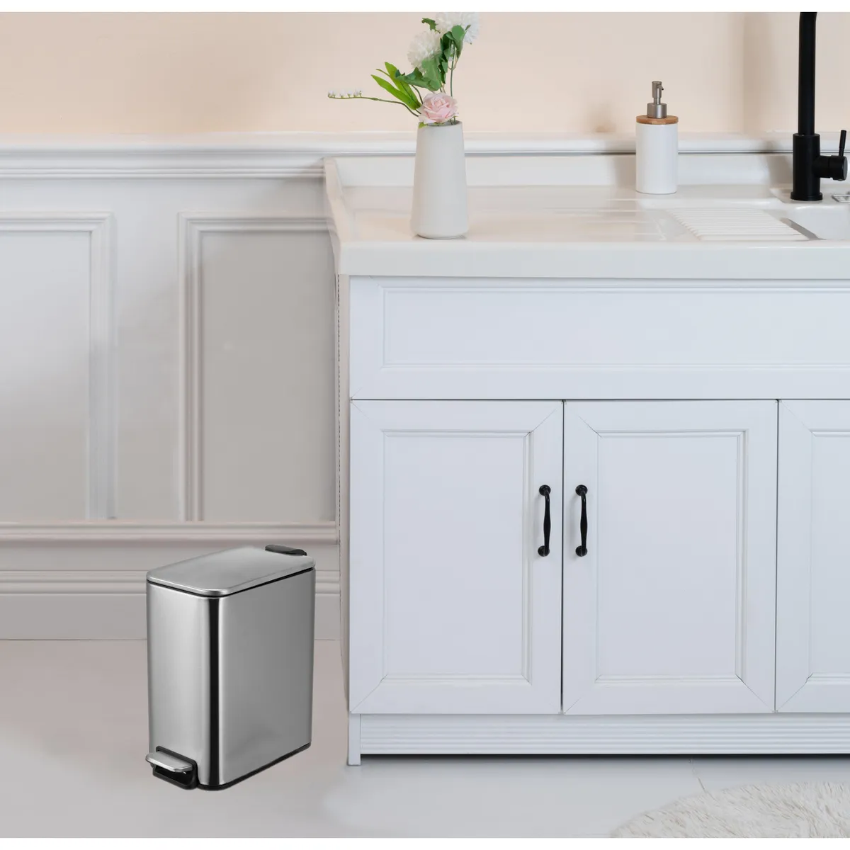 JUST HOME COLLECTION - Papelera 5 Litros Metal Plateado