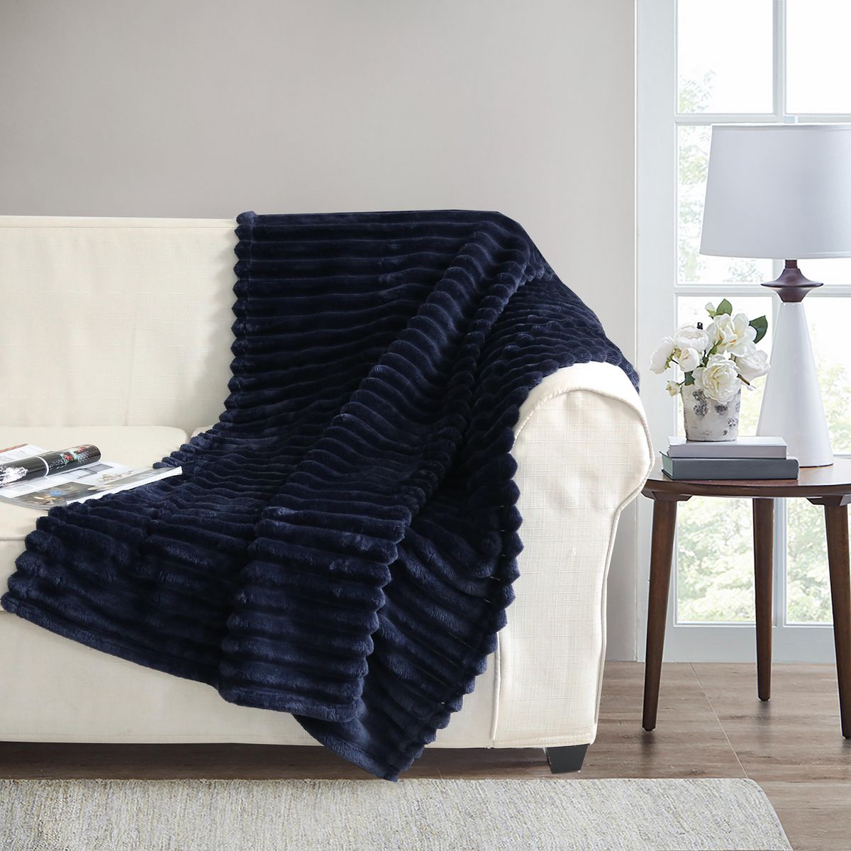 JUST HOME COLLECTION - Manta Stripe Flannel 125X150 cm Azul