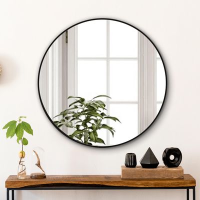 Imagen 2 del producto Espejo Redondo 70x70 cm Negro Aluminio