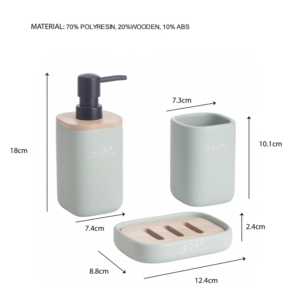 JUST HOME COLLECTION - Set Baño Word Verde 3 Piezas