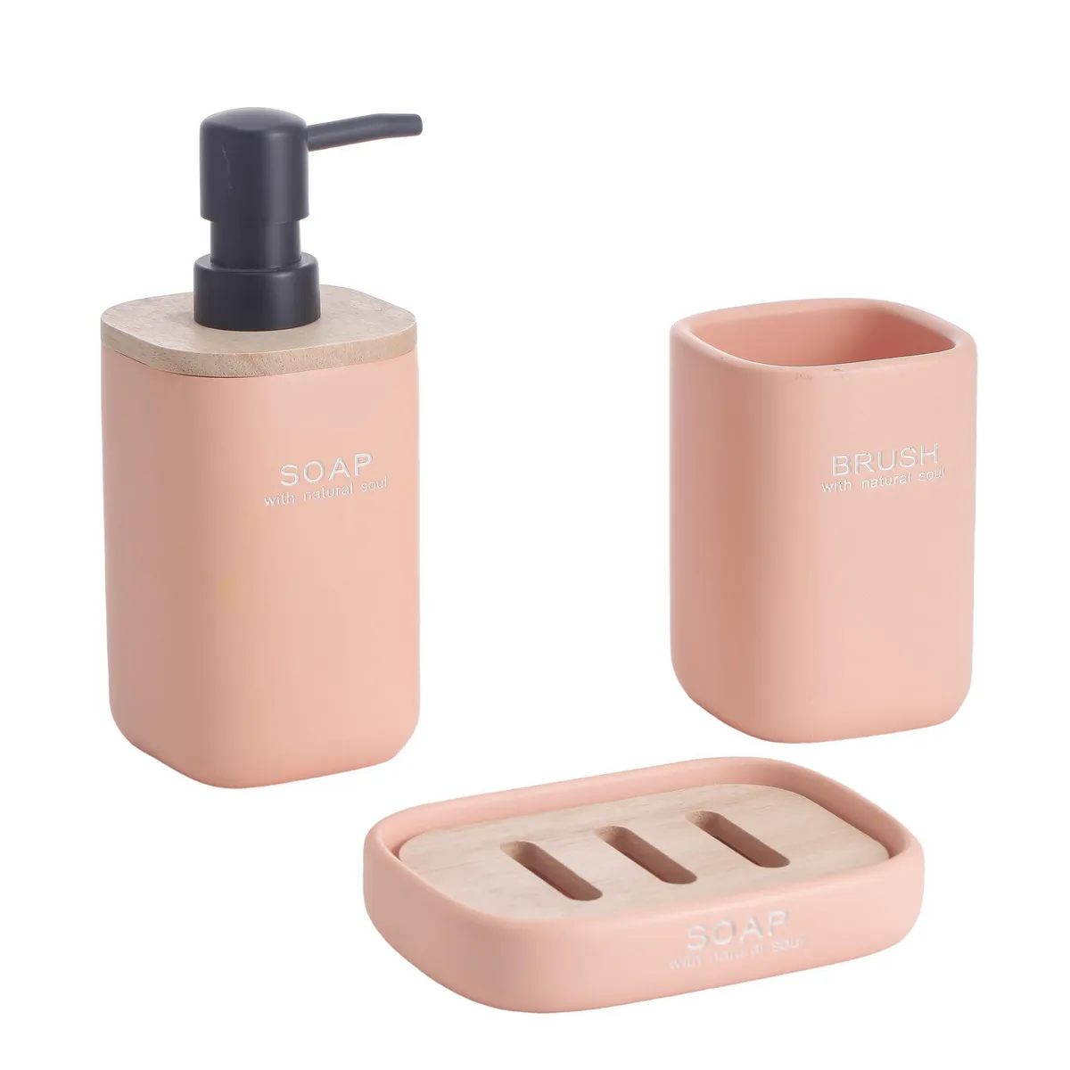 JUST HOME COLLECTION - Set Baño Word Naranjo 3 Piezas