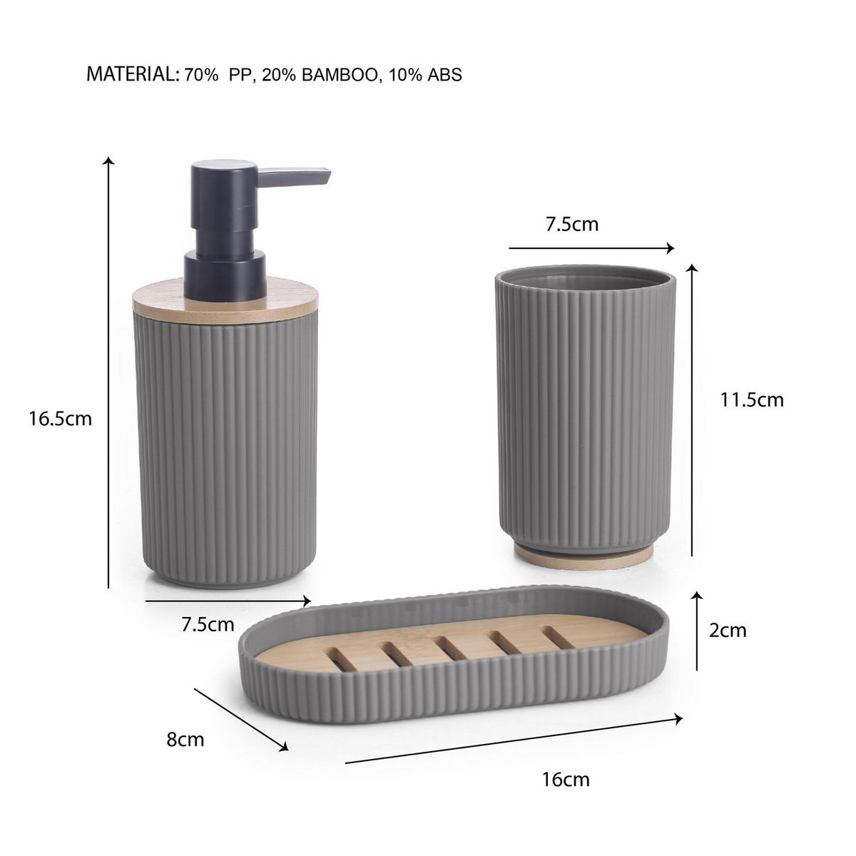 JUST HOME COLLECTION - Set Baño Ensemb Gris 3 Piezas