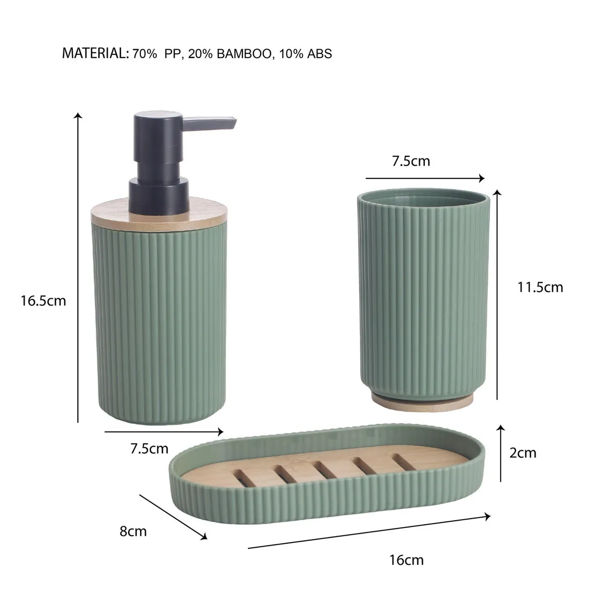 JUST HOME COLLECTION - Set Baño Ensemb Verde 3 Piezas