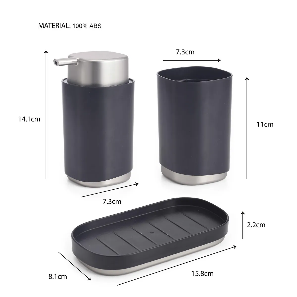 JUST HOME COLLECTION - Set Baño Negro 3 Piezas