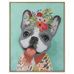 JUST HOME COLLECTION - Cuadro Perro flor 30x40 cm
