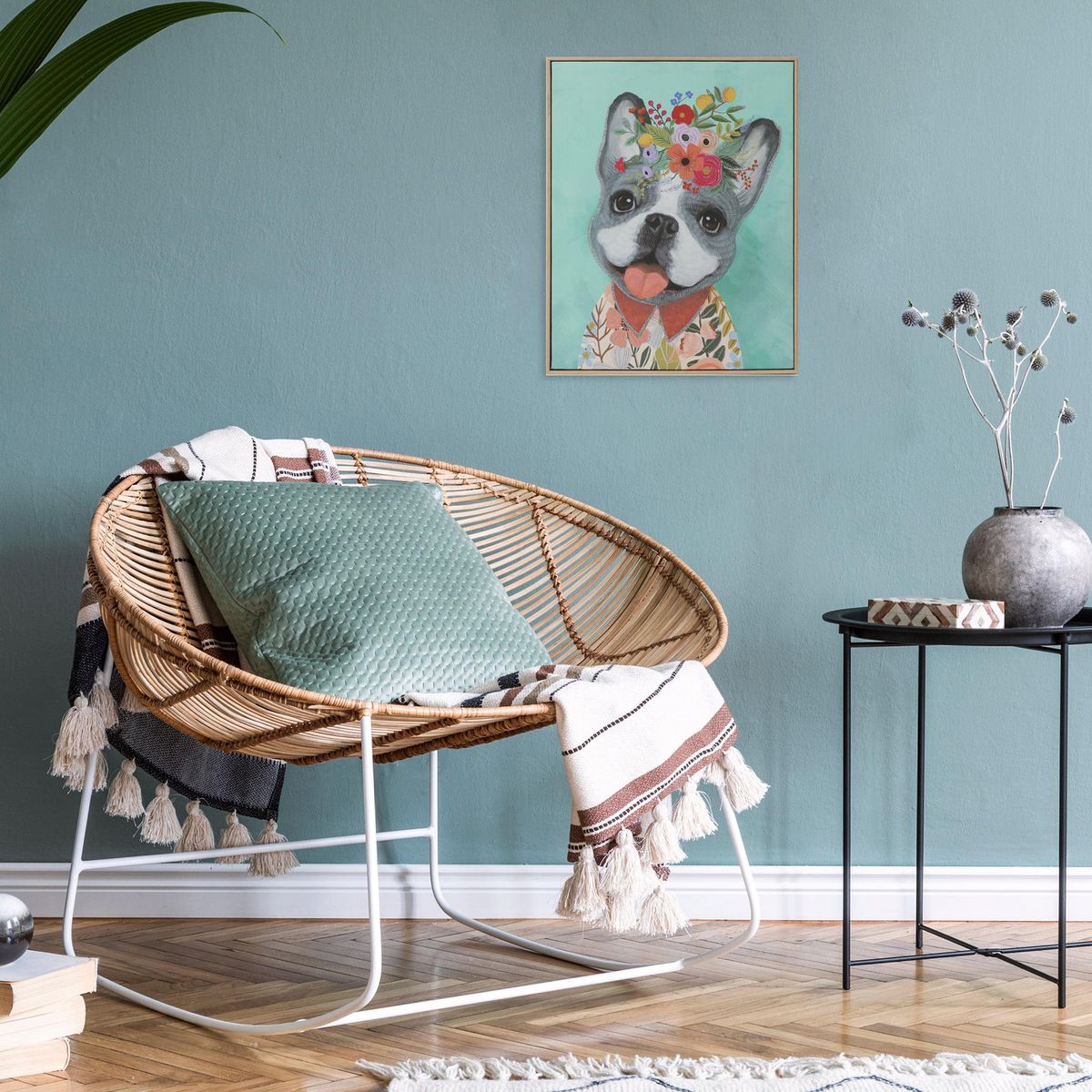 JUST HOME COLLECTION - Cuadro Perro flor 30x40 cm