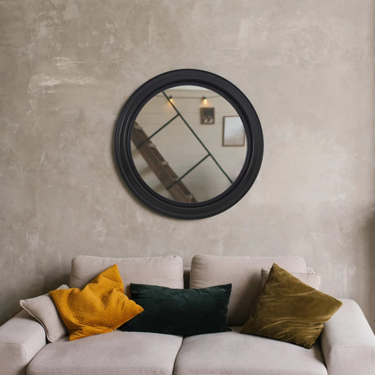 JUST HOME COLLECTION - Espejo Decorativo Forma Redonda 80x80 cm Negro Marina