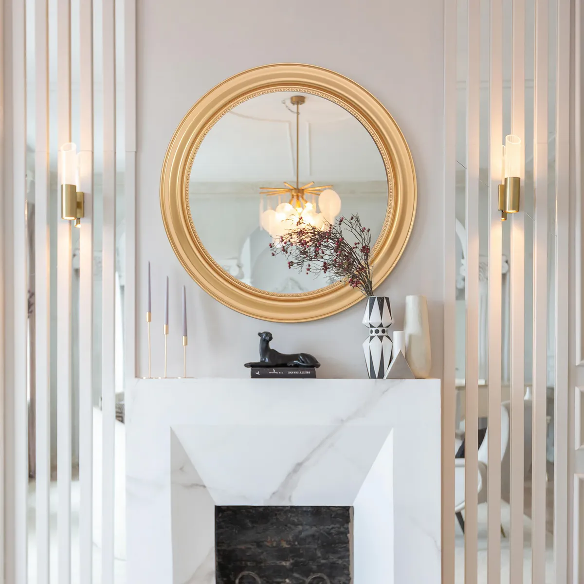 JUST HOME COLLECTION - Espejo Decorativo Forma Redonda 80x80 cm Dorado Marina