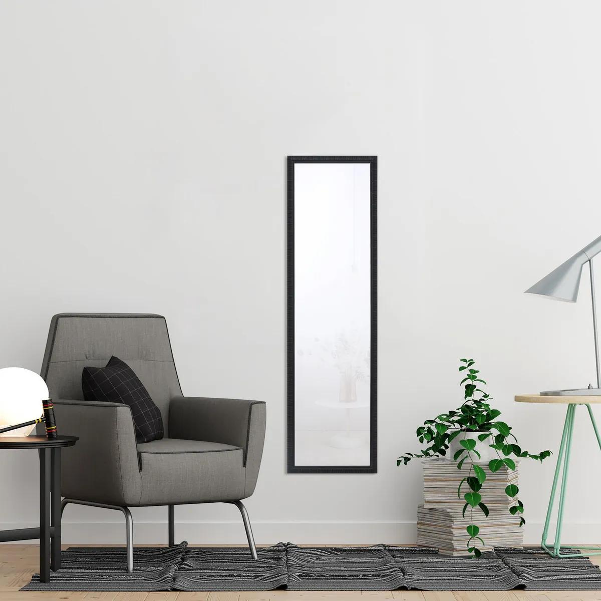JUST HOME COLLECTION - Espejo Decorativo Forma Rectangular 30x120 cm Negro Parva