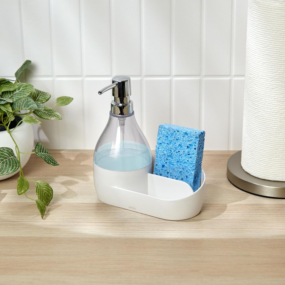 UMBRA - Dispensador de jabón con organizador blanco