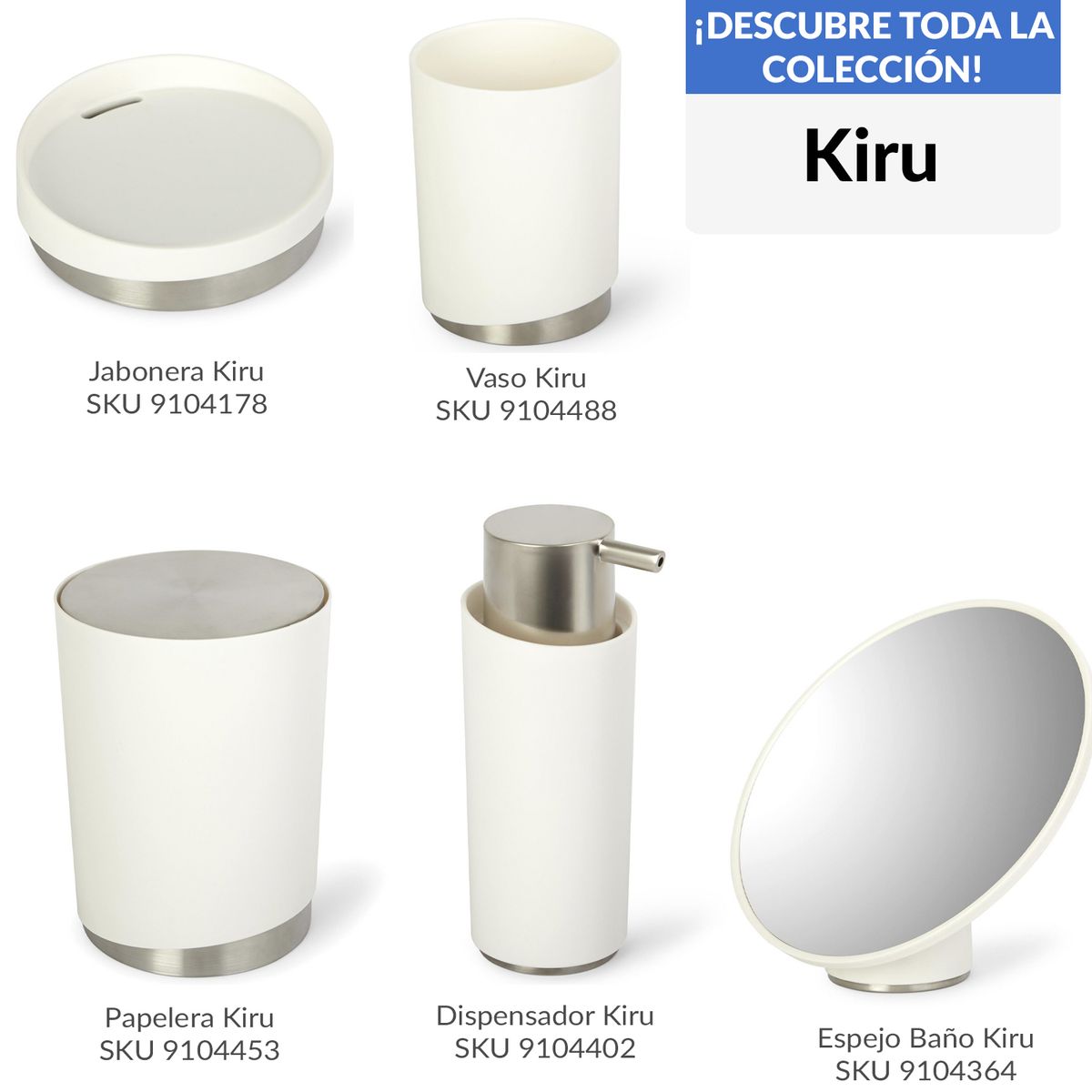 UMBRA - Papelera Kiru 6 Litros Plástico Blanco