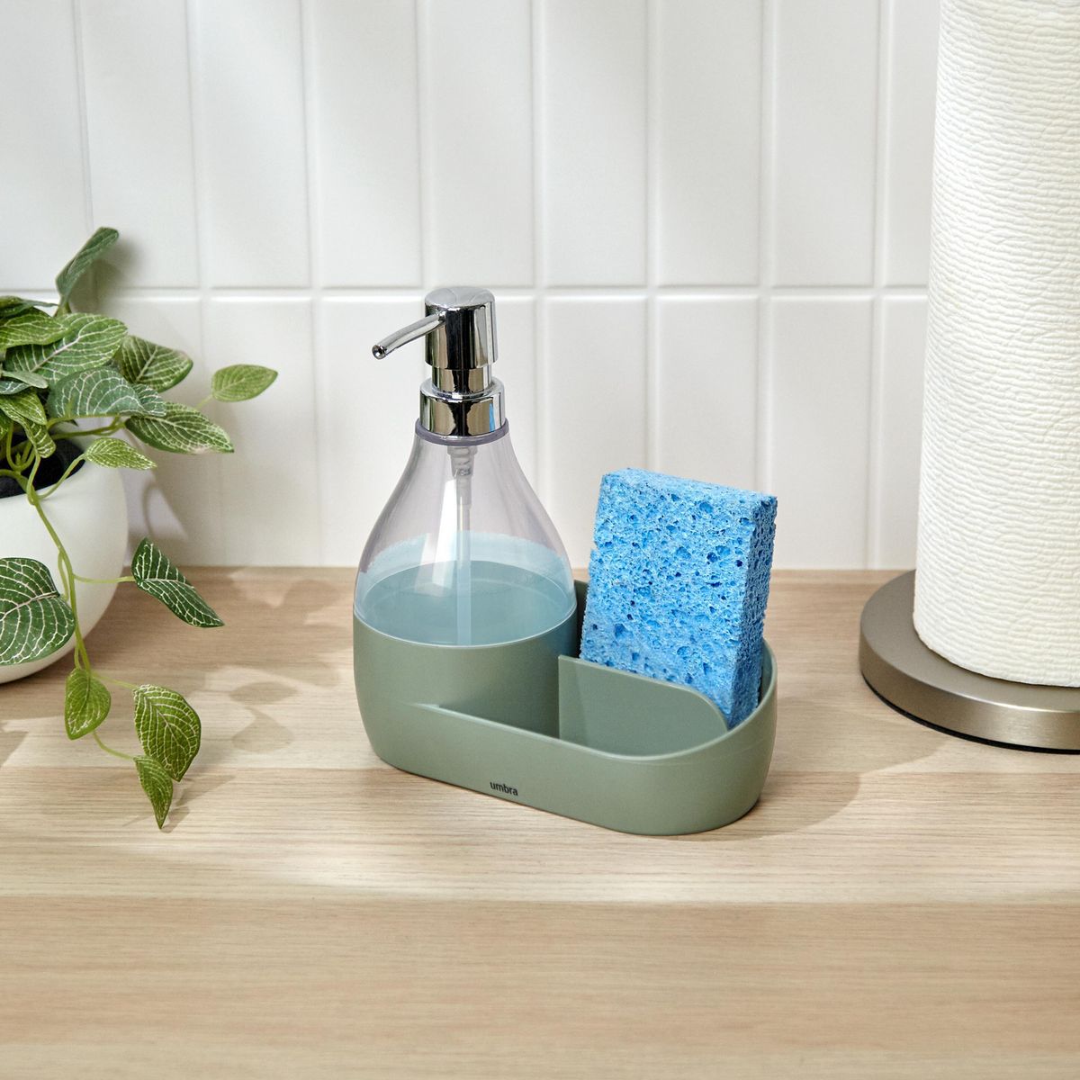 UMBRA - Dispensador de jabón con organizador verde