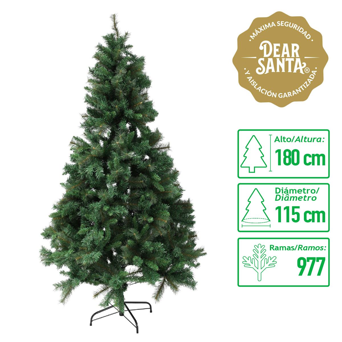 DEAR SANTA - Árbol Navidad Pino 115x180 cm Verde 977 Ramas