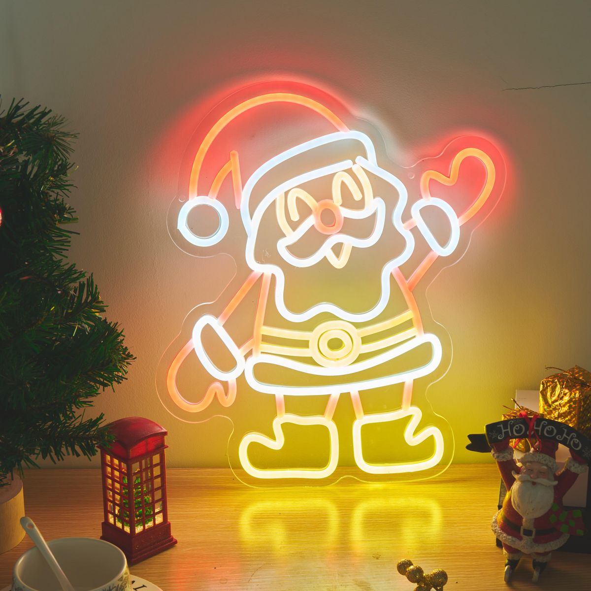 DEAR SANTA - Letrero neón navidad santa 35 cm