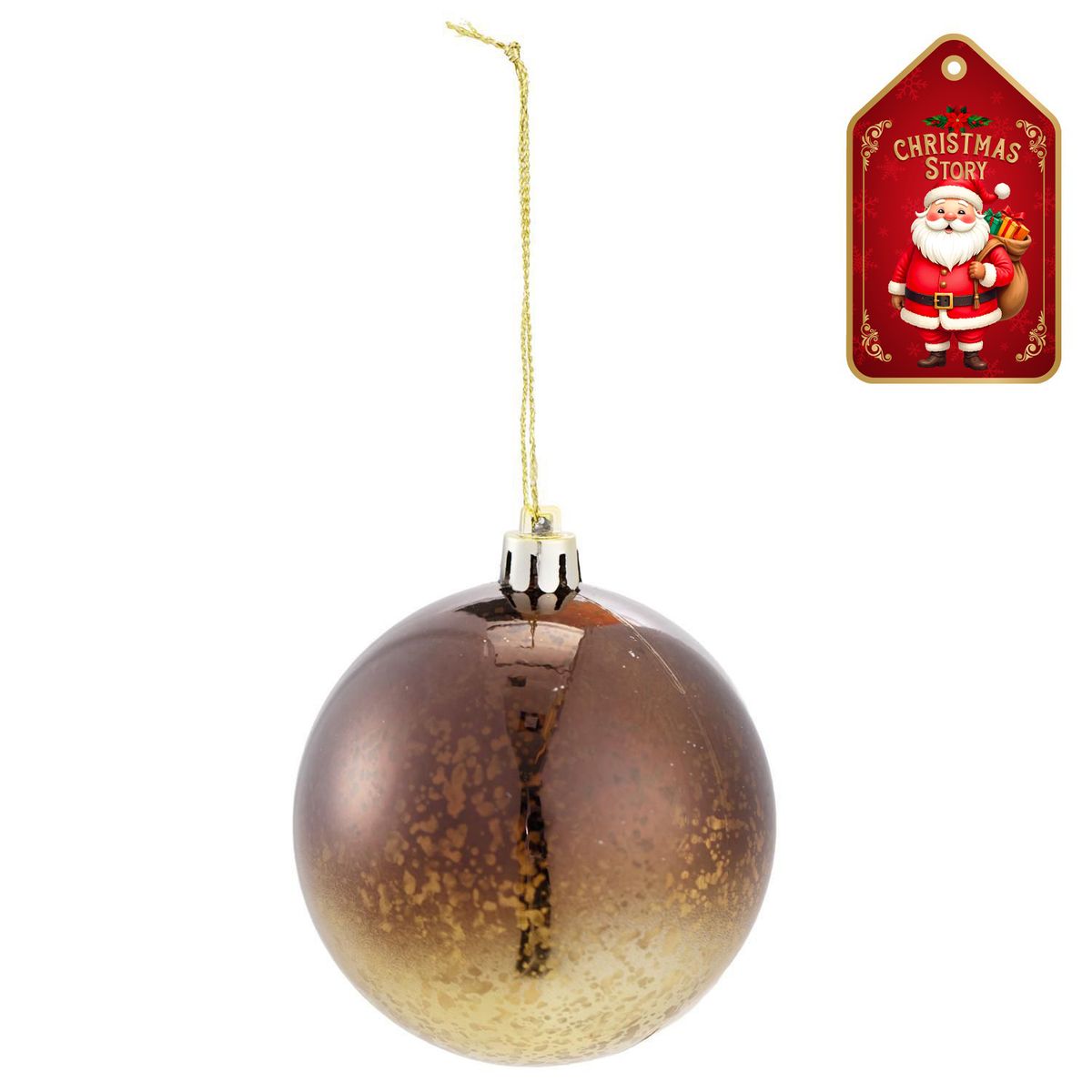 DEAR SANTA - Esfera navidad café/dorada 8 cm xmas story