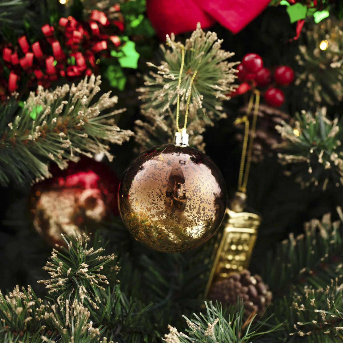 DEAR SANTA - Esfera navidad café/dorada 8 cm xmas story