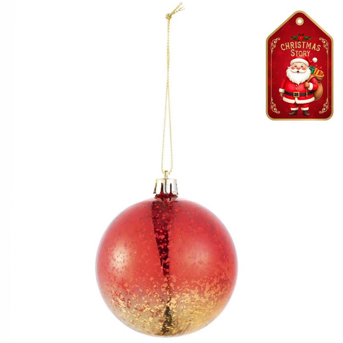 DEAR SANTA - Esfera navidad rojo/dorada 8 cm xmas story