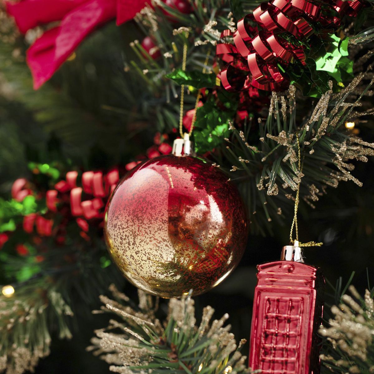 DEAR SANTA - Esfera navidad rojo/dorada 8 cm xmas story