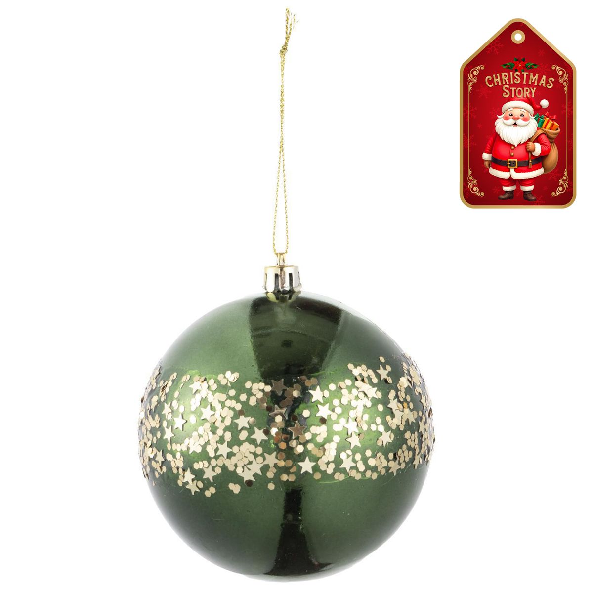 DEAR SANTA - Esfera navidad verde confeti 10 cm xmas story