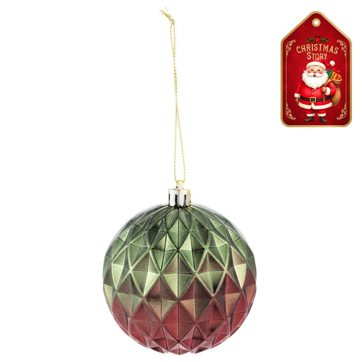 DEAR SANTA - Esfera navidad diamante verde/rojo 8 cm xmas story