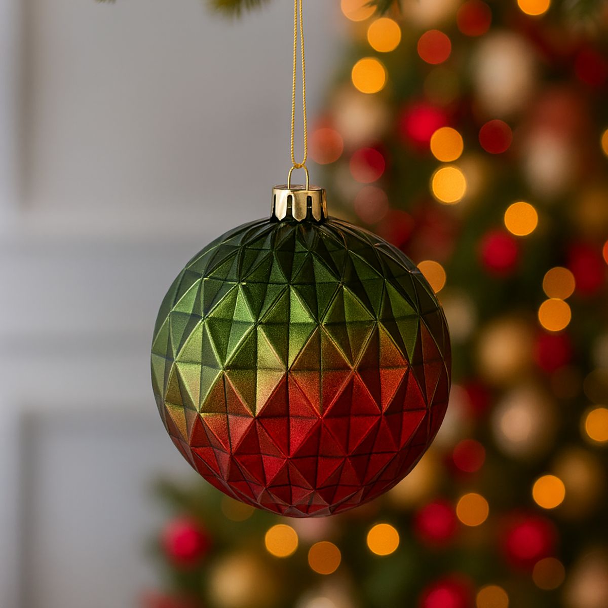 DEAR SANTA - Esfera navidad diamante verde/rojo 8 cm xmas story