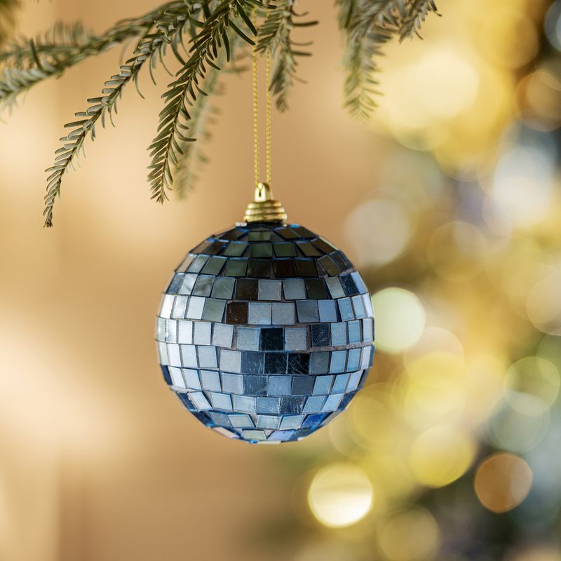 DEAR SANTA - Esfera navidad espejo azul 7.5cm illusion