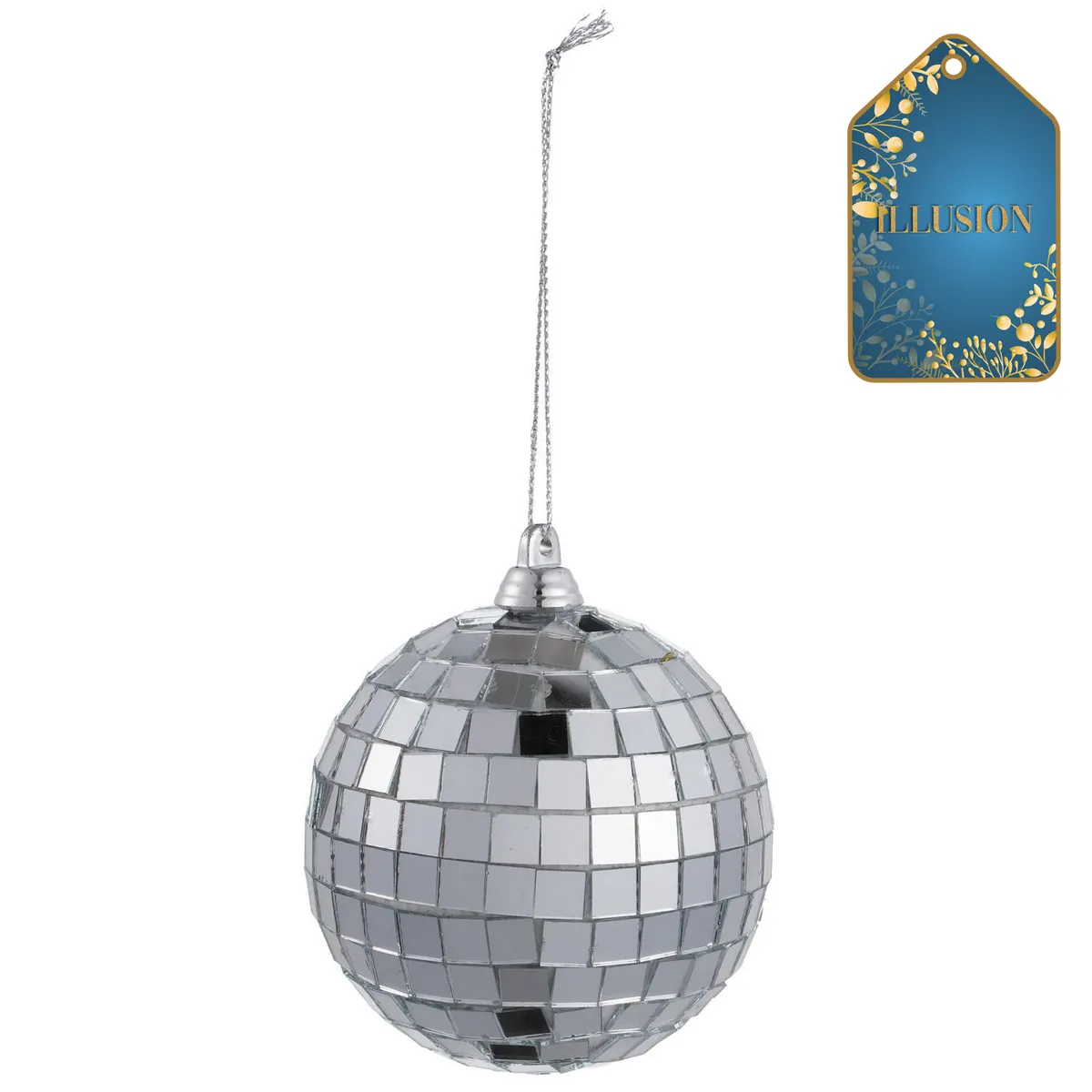 DEAR SANTA - Esfera navidad disco plateado 7.5cm illusion