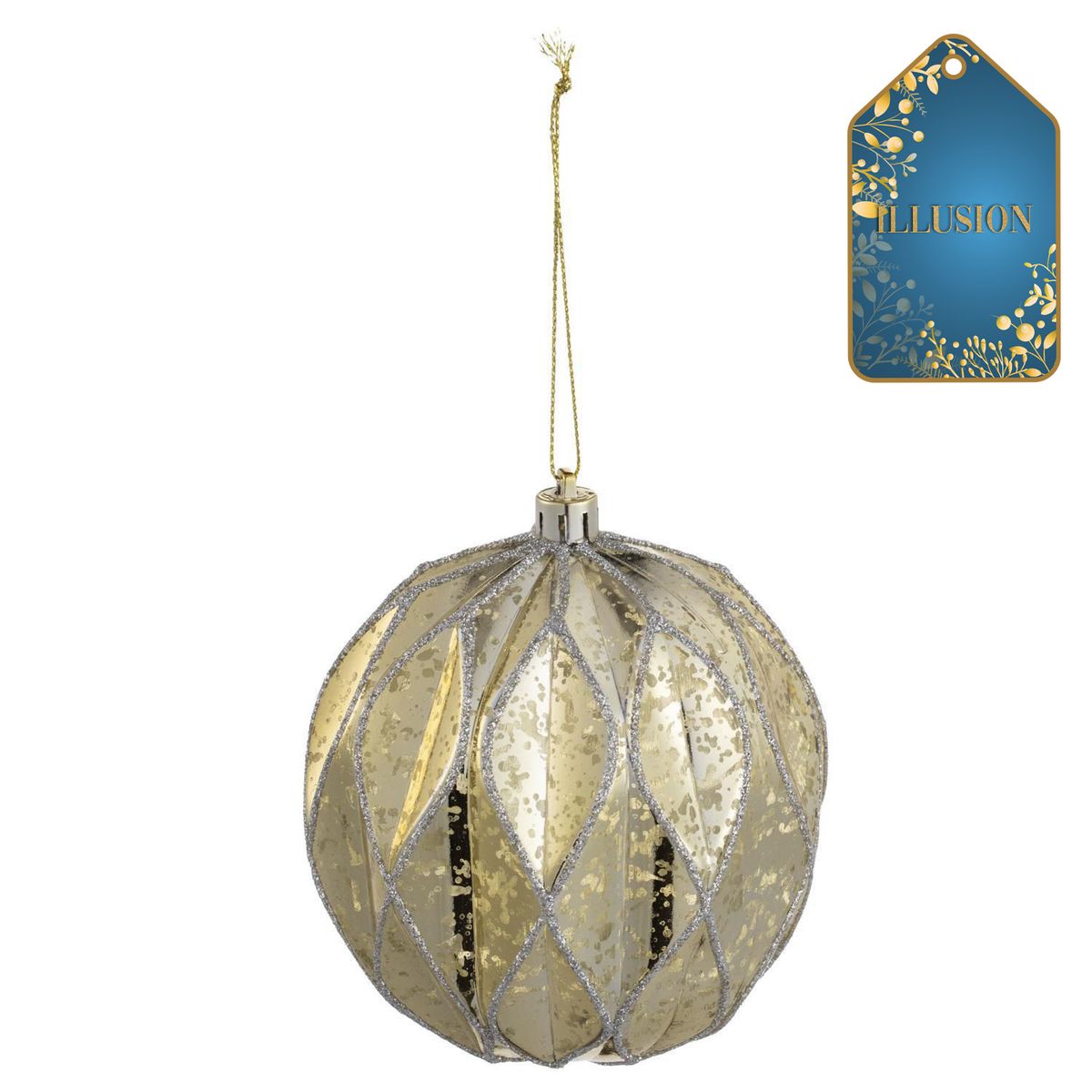 DEAR SANTA - Esfera navidad dorada 10 cm illusion