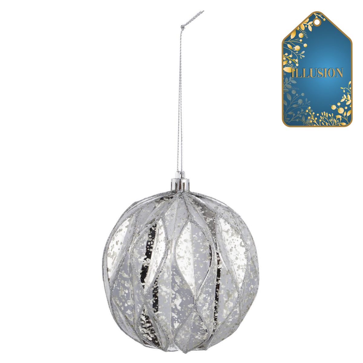 DEAR SANTA - Esfera navidad plateada 10 cm illusion