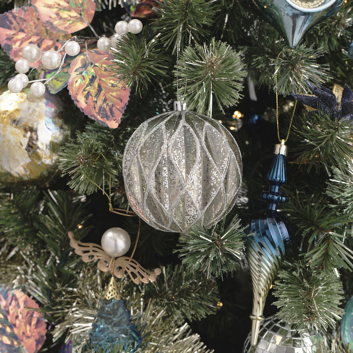 DEAR SANTA - Esfera navidad plateada 10 cm illusion