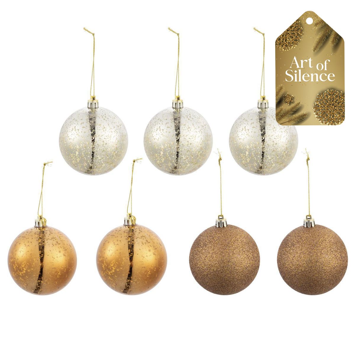 DEAR SANTA - Set 7 esferas navidad doradas 8 cm aos