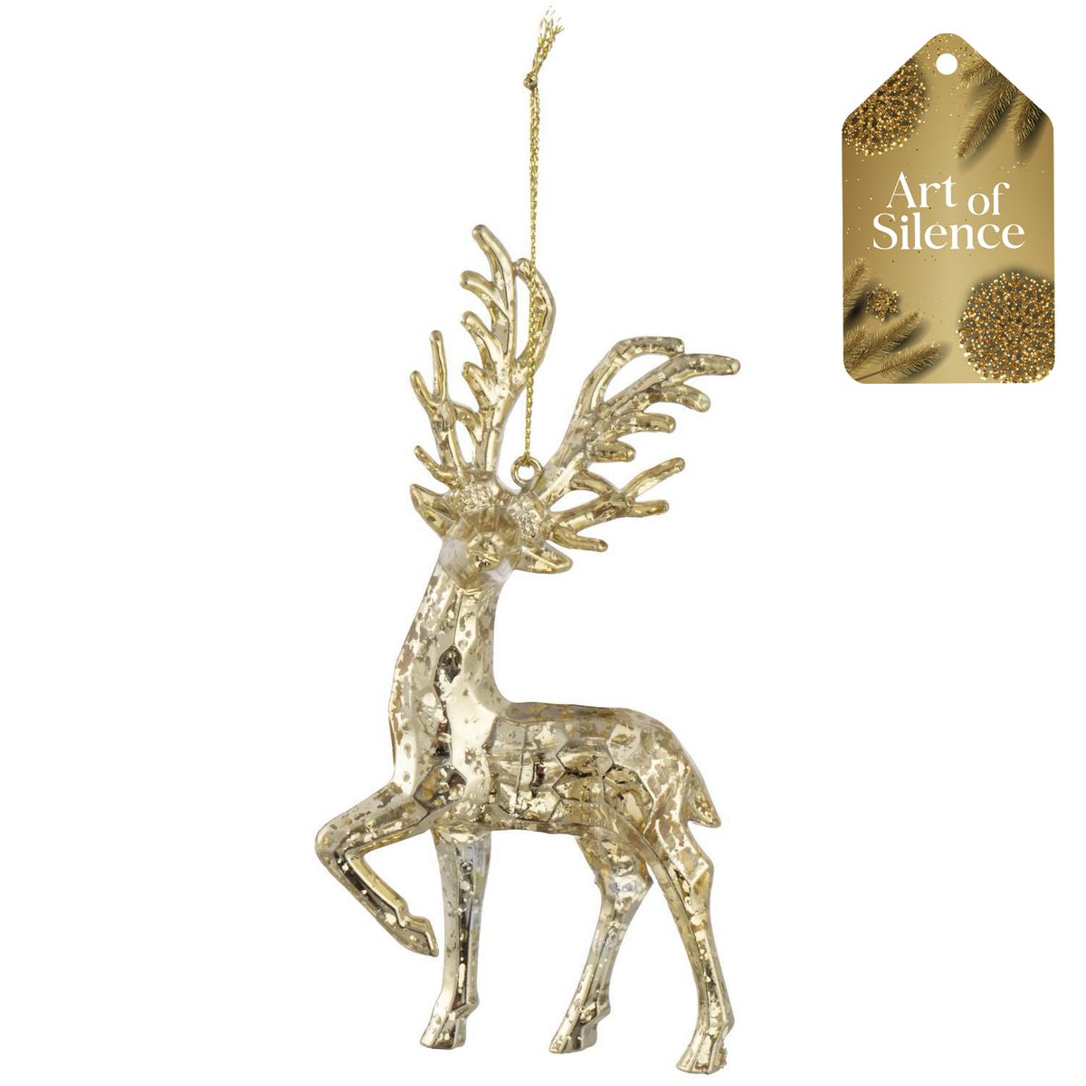 DEAR SANTA - Reno navidad acrílico dorado 13 cm aos