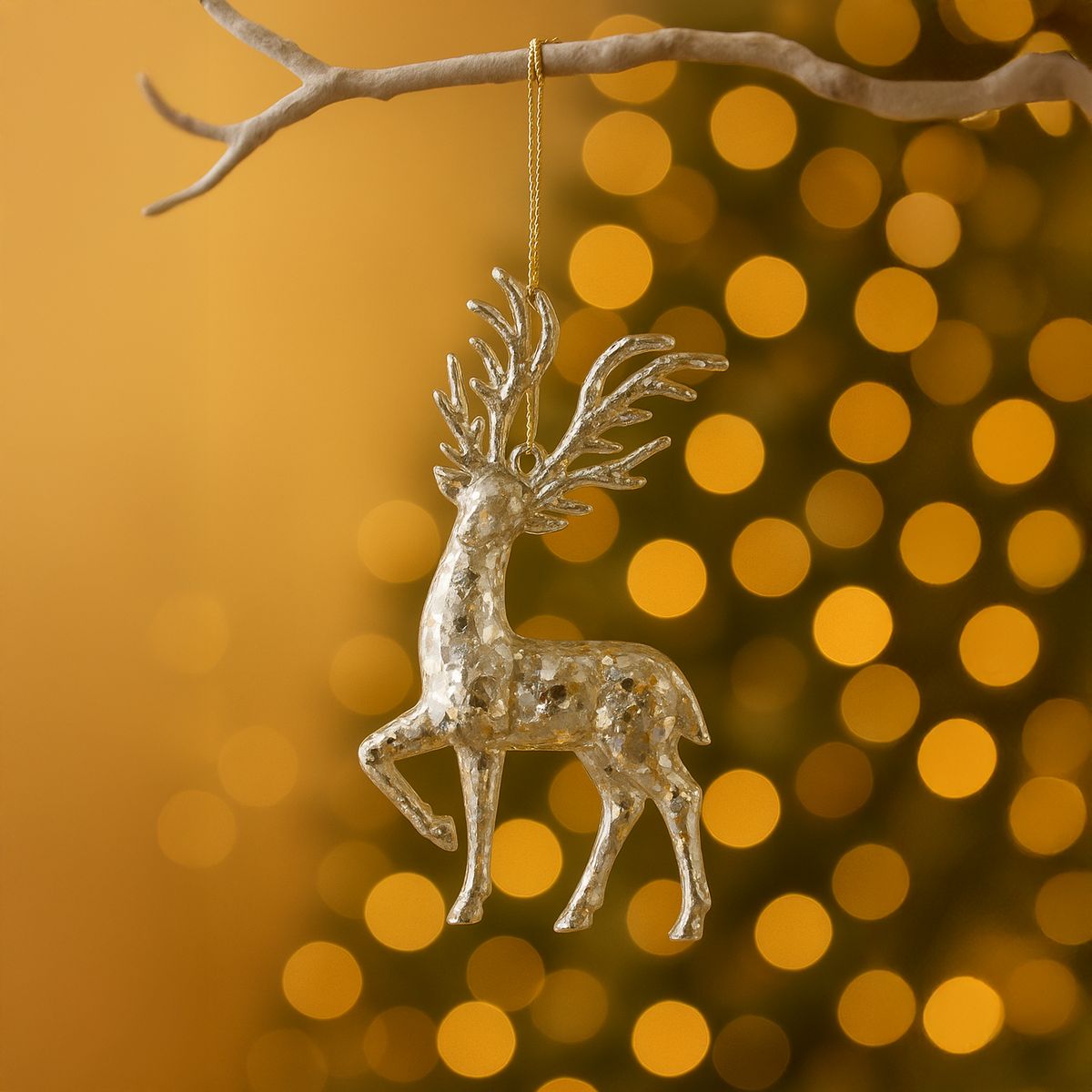 DEAR SANTA - Reno navidad acrílico dorado 13 cm aos