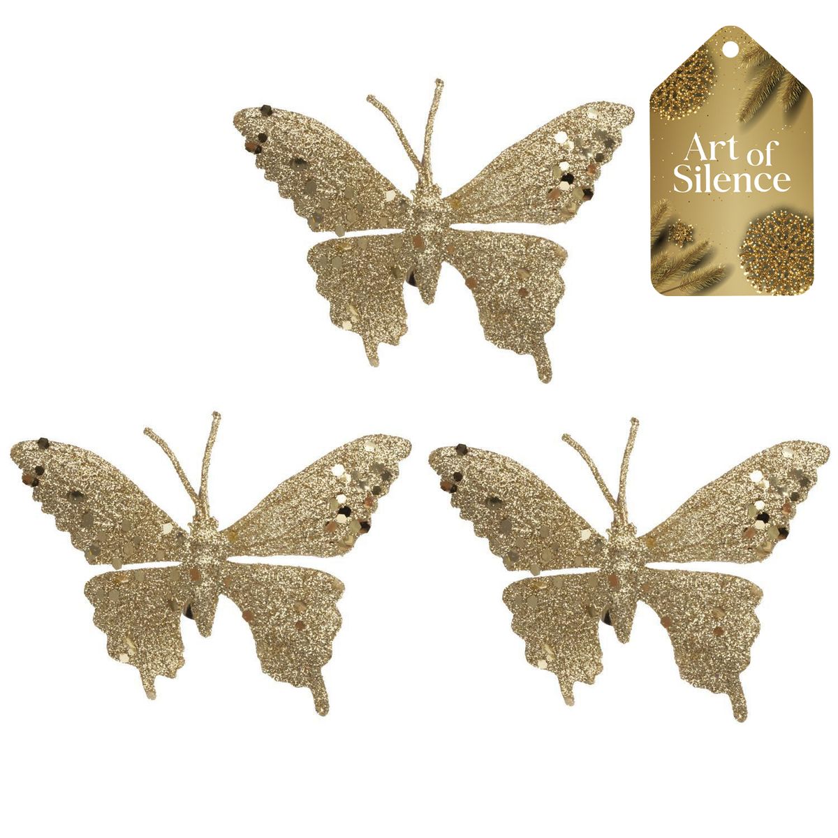 DEAR SANTA - Set 3 mariposas navidad con clip aos