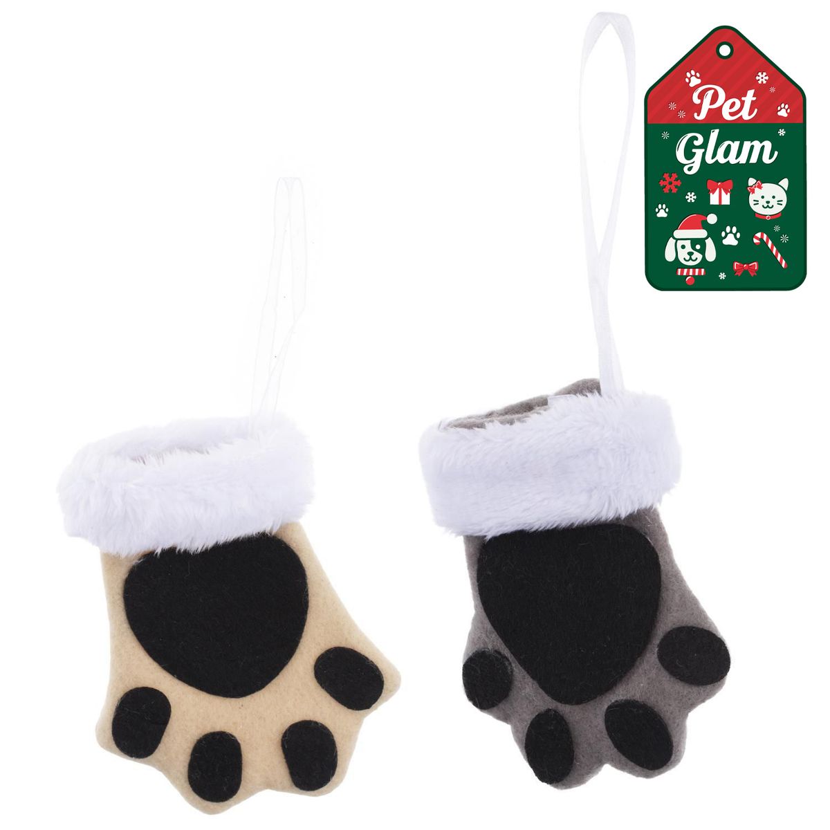 DEAR SANTA - Set 2 adornos navidad huella 9 cm pet glam